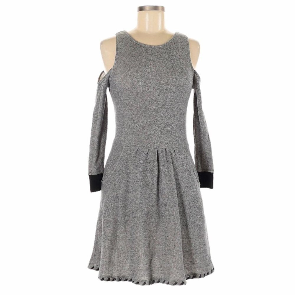 Pencey Gray Cold Shoulder Long Sleeve 100% Cotton Fit & Flare Dress Size 4